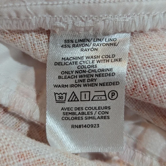 LOFT The Peyton Bermuda Shorts Linen Blend Baked Gold White Orange Size 8 NWOT - Picture 14 of 15